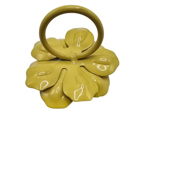 VTG Set of 6 Country French Toleware Painted Yellow Metal Napkin Rings - Picture 7 of 7